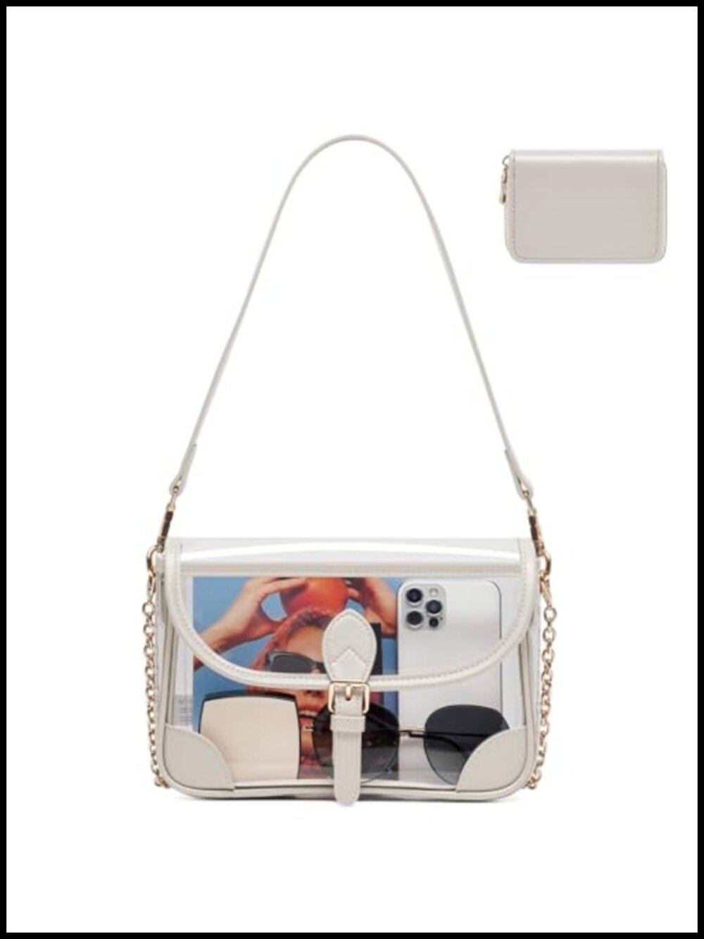 Clear Shoulder Bag Stadium Approved PVC Purse with Card Holder